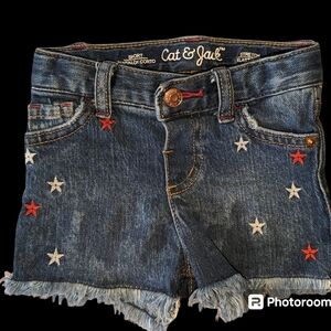 Girls 12 mos red white and blue denim stretch shorts